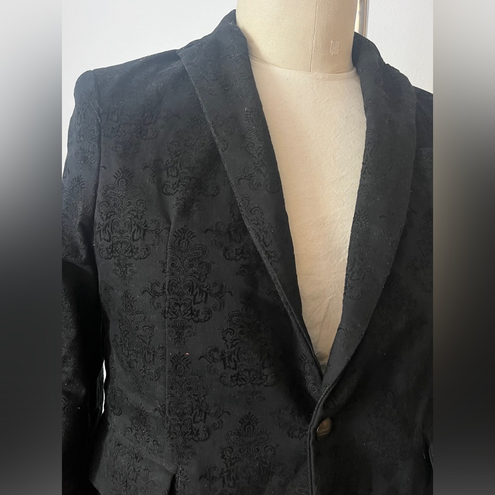 Back flocked denim 2 peice suit (custom made)